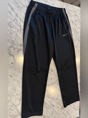 Nike Black Track Pants with Gray Side Panels